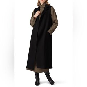 Victor Alfaro Collective Drape Front Double Faced Wool Black Long Blazer Vest M